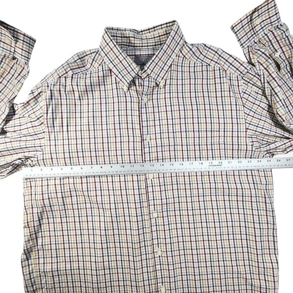 Talbots Men's Dress Shirt Red Grey Yellow Plaid Button Down Long Sleeve Size XL - Picture 8 of 10